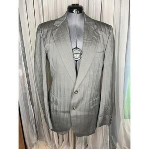 blazer herringbone striped  Vintage 1980s gray blue brown